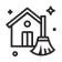 House cleaning with broom icon