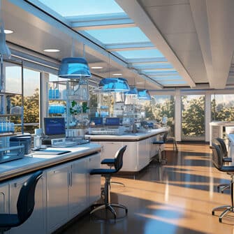 Bright, modern laboratory with equipment.