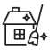 House with cleaning tools icon